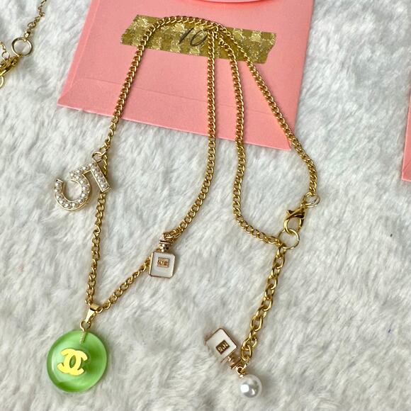 Chanel resin acrylic Charm with new gold chain necklace. Great gift. Choose ONE! - Picture 5 of 12